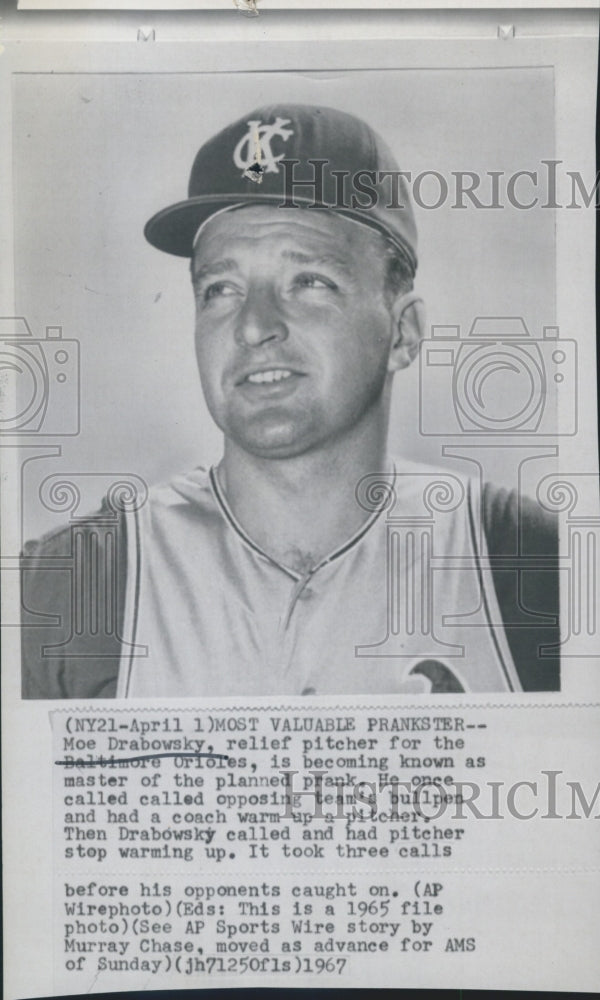 1967 Moe Drabosky Pitcher Baltimore Orioles - Historic Images