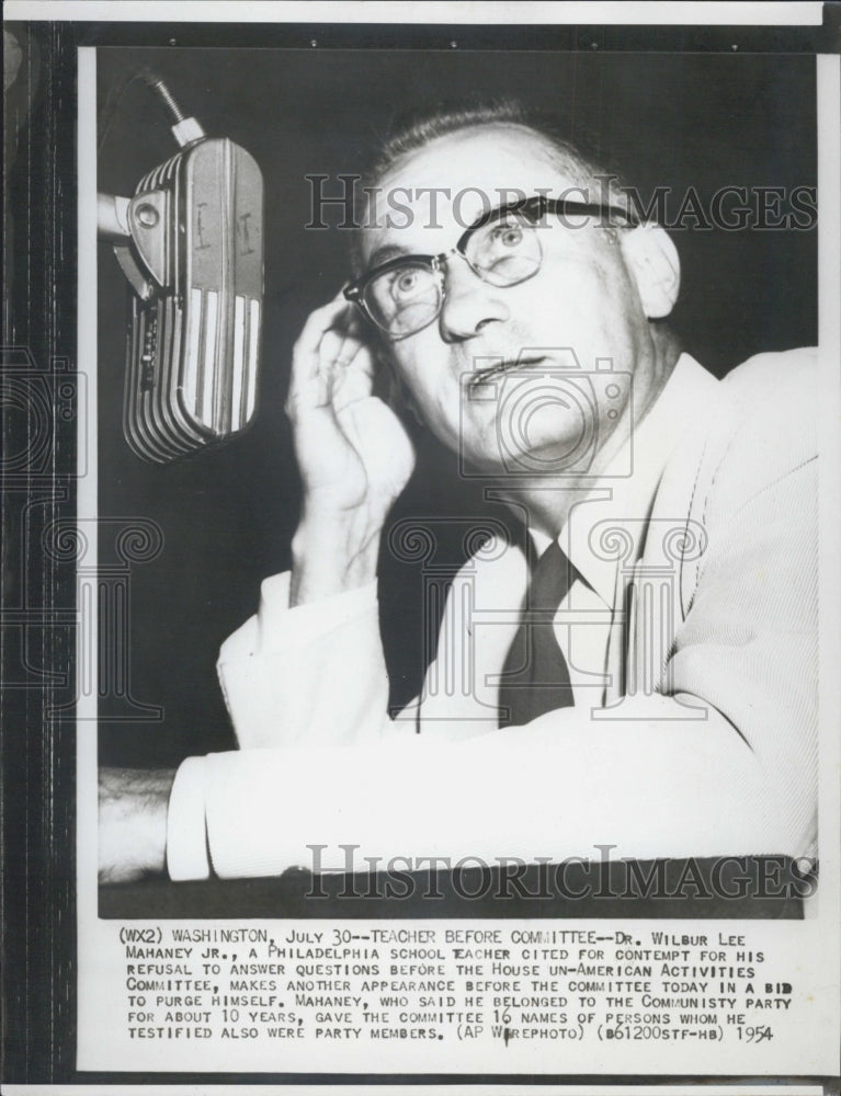 1954 Press Photo Dr. Wilbur Lee Mahaney Jr, cited for contempt - Historic Images