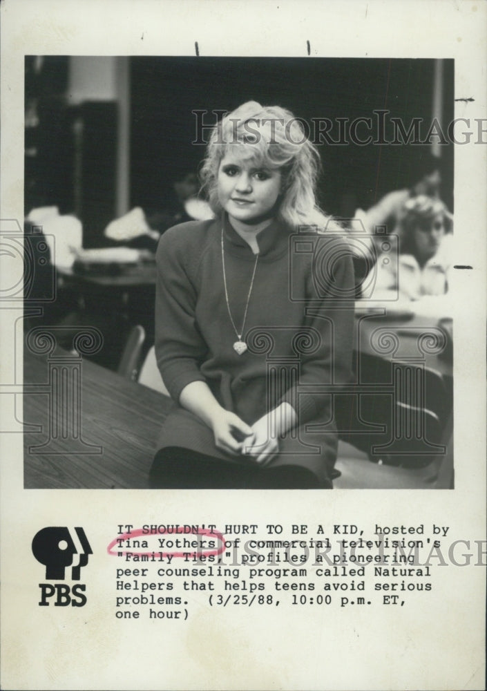 1988 Press Photo Actress Tina Yothers Star Of &quot;Family Ties&quot; Hosting PBS Program - Historic Images