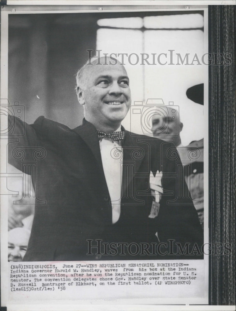 1958 Indiana Governor Harold Handley After Winning Nomination - Historic Images