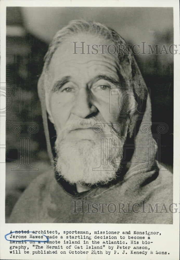 Press Photo Jerome Hawes Noted Architect Sportsman Missioner Monsignor - Historic Images