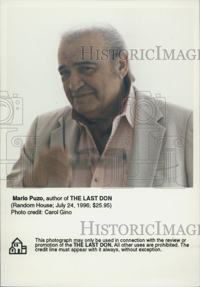 1996 Press Photo Mario Puzo - Historic Images