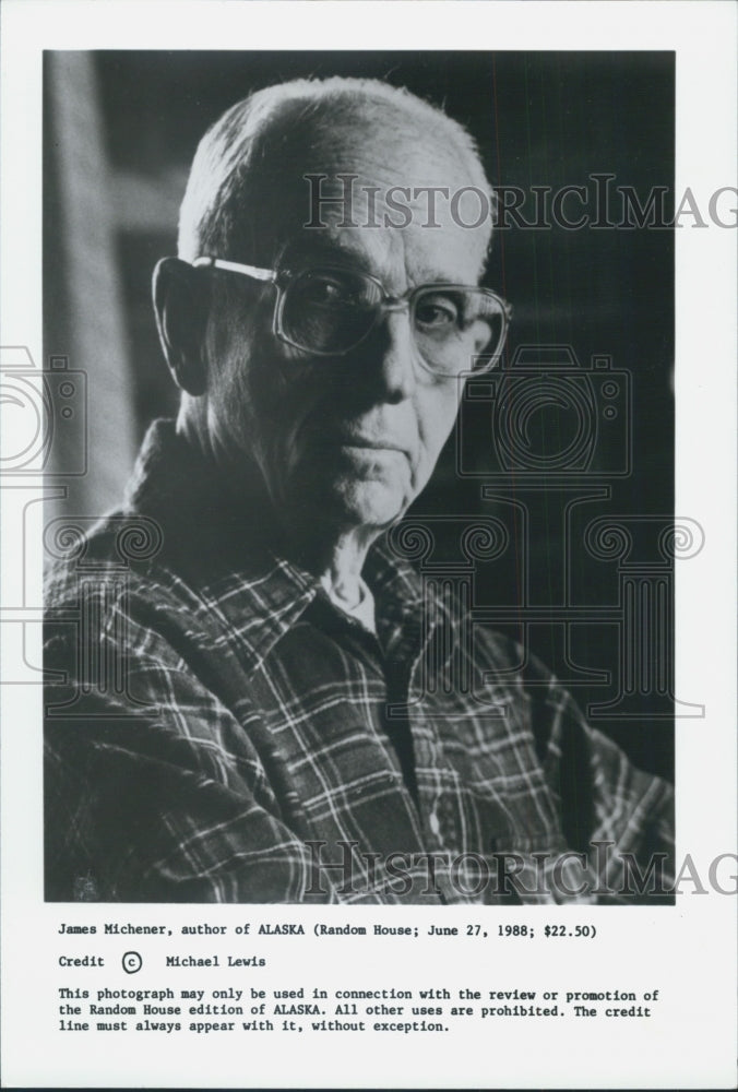 1988 Press Photo James Michener - Historic Images