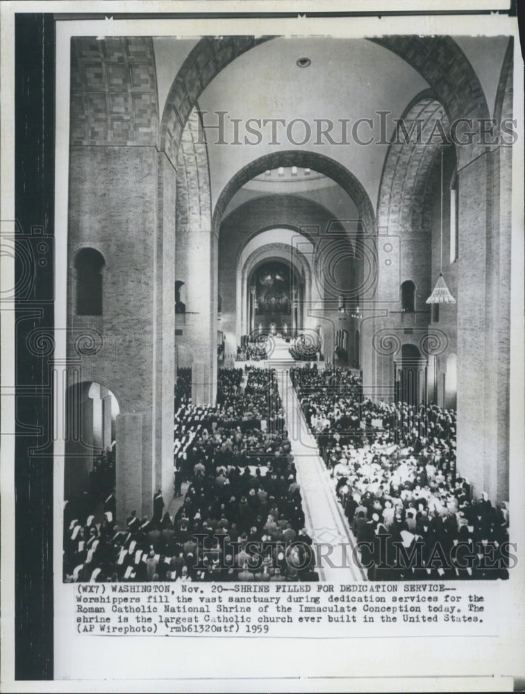 1959 Worshippers Fill the church for Dedication for Roman Ctholics - Historic Images