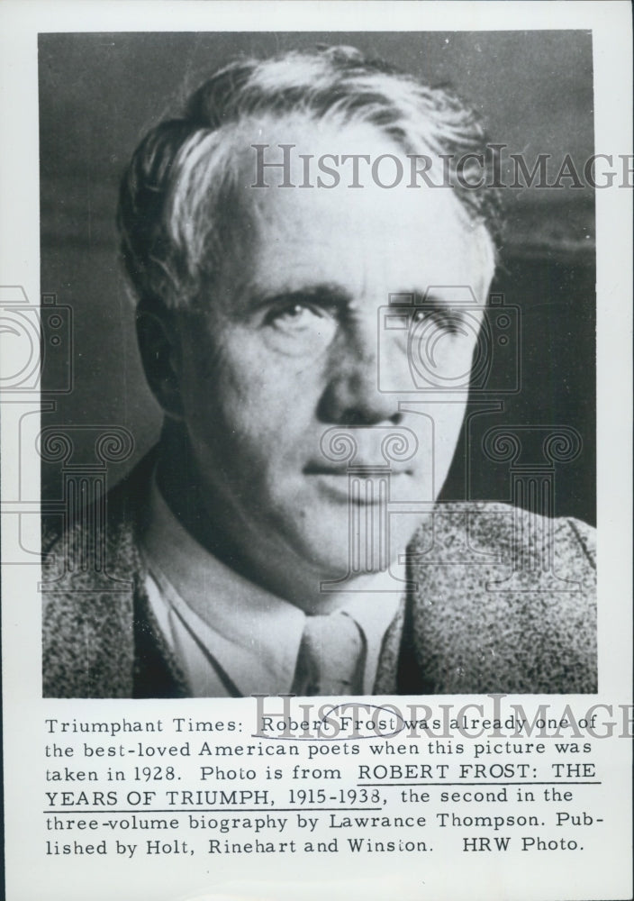 Press Photo Robert Frost American Poet 1928 Photograph Years Triumph Biography - Historic Images