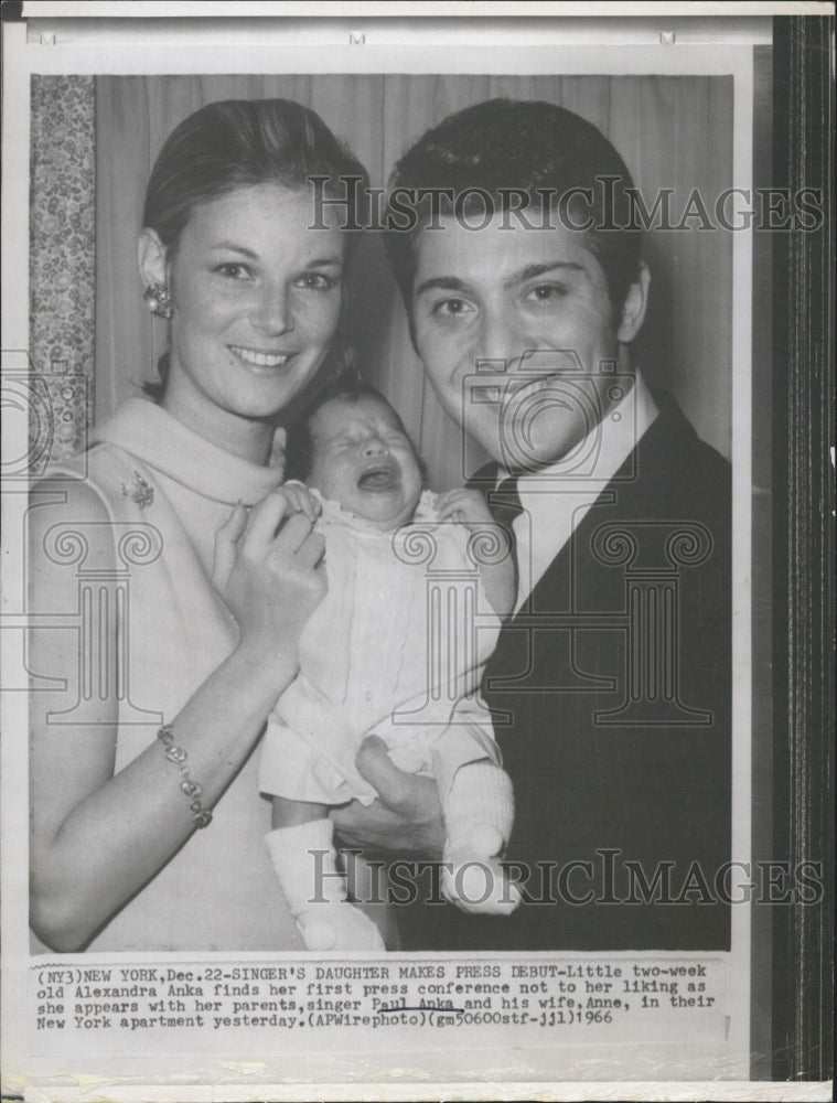 1966 Paul Anka & Anne Wife with Newborn CHild - Historic Images