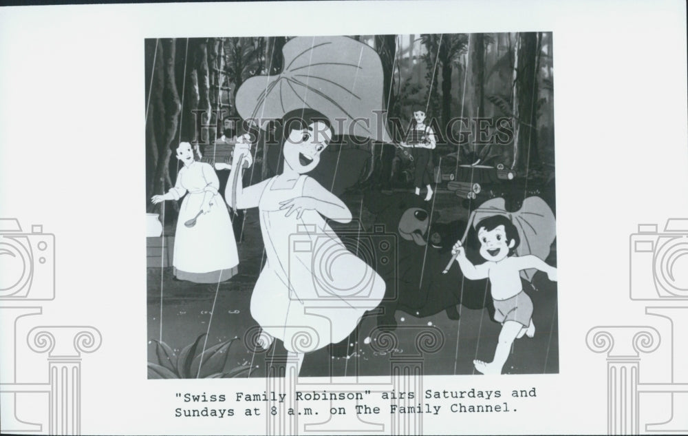 Press Photo Cartoon &quot;Swiss Family Robinson&quot; - Historic Images