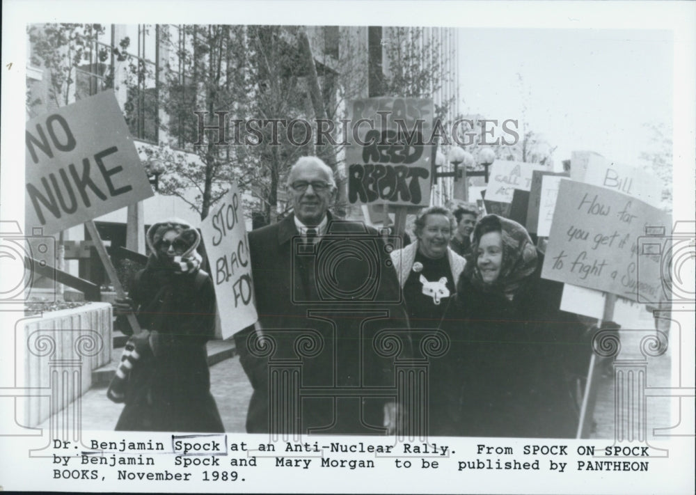 1989 Press Photo Dr. Benjamin Spock Anti-Nuclear Rally - Historic Images