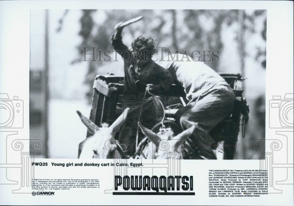 Press Photo Powaqqatsi Documentary Film.Young Girl and Donkey cart in Cairo, P - Historic Images