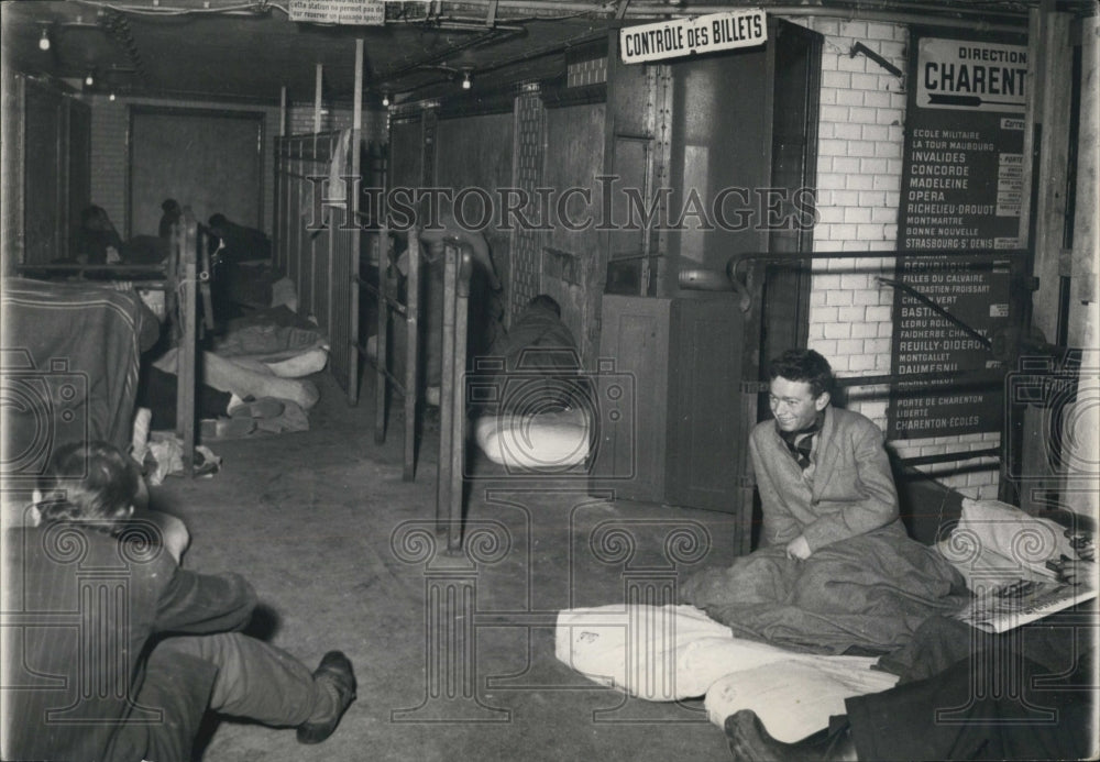 1955 people sleeping in tube station Metro Station Refugee war - Historic Images