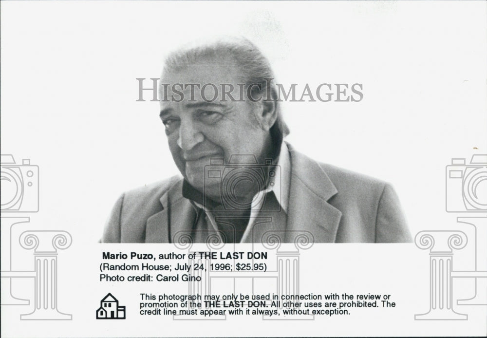 1996 Press Photo Mario Puzo Author Of The Last Don Published Bu Random House - Historic Images