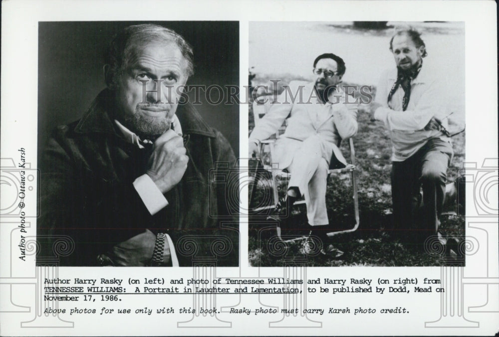 1986 Press Photo Harry Rasky Author Tennessee Williams Biography &amp; Harry Rasky - Historic Images