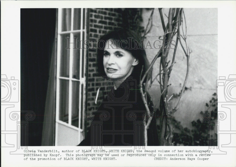 Press Photo Gloria Vanderbilt Author Black Knight, White Knight - Historic Images