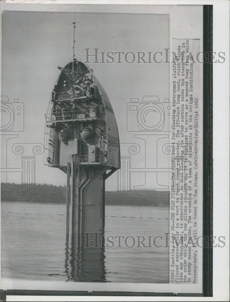 1962 Flif Floating Instrument Platfor Testing Oceanography - Historic Images