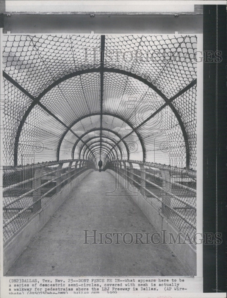 1973 Covered Walkway For Pedestrians on LBJ Freeway in Dallas TX - Historic Images