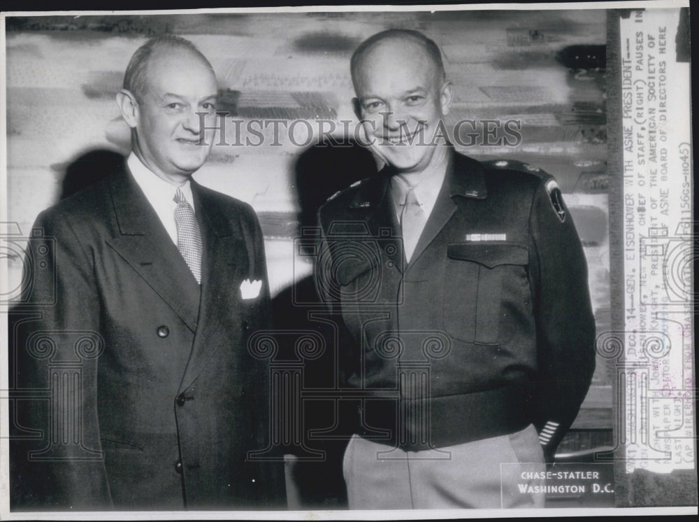 1945 Eisenhower With Asne President John Knight Am Soc Of Newspaper - Historic Images