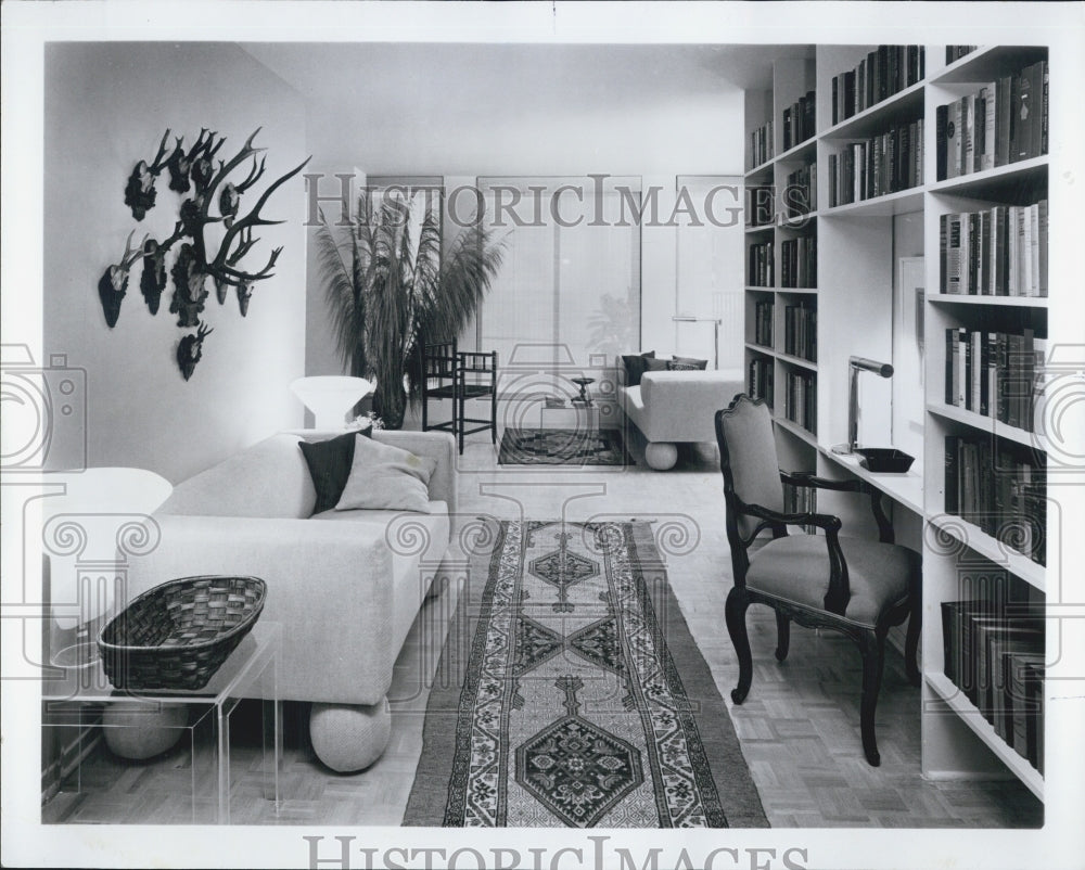 1972 Library by Jack Wozniak interior designer - Historic Images