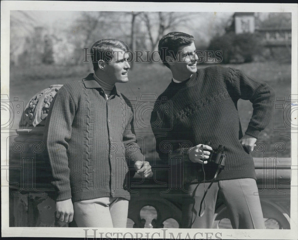 1967 Two Male Models Modeling New Pullovers - Historic Images