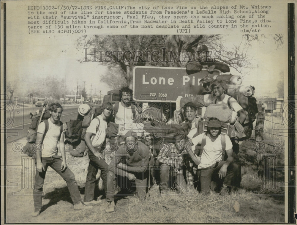 1972 Lone Pine Students LaSalle High School Survival Trek - Historic Images