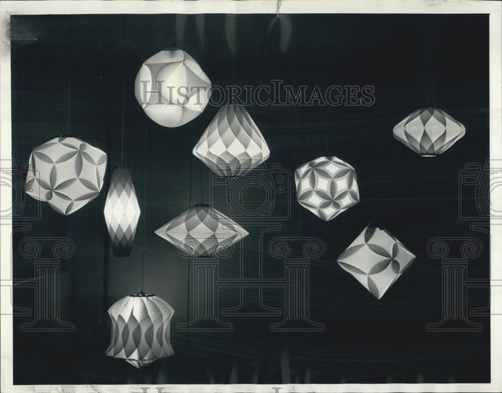 1966 These Vinyl plastic Chandeliers with jewel like facets - Historic Images