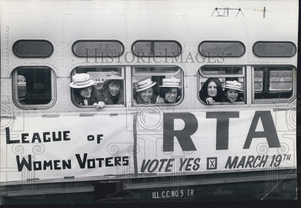 1974 League Of Women Voters Vote Yes For RTA Bus Advertisement - Historic Images