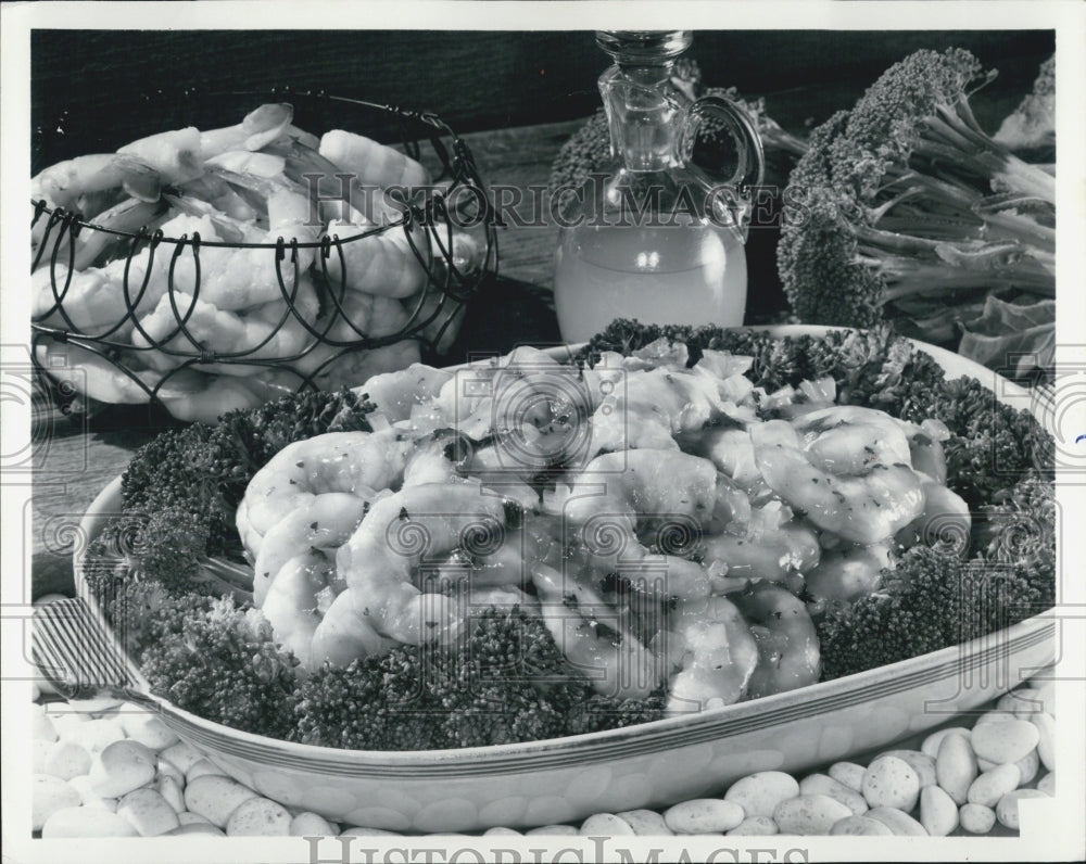 1978 Press Photo Shrimp Broccoli Baks - Historic Images