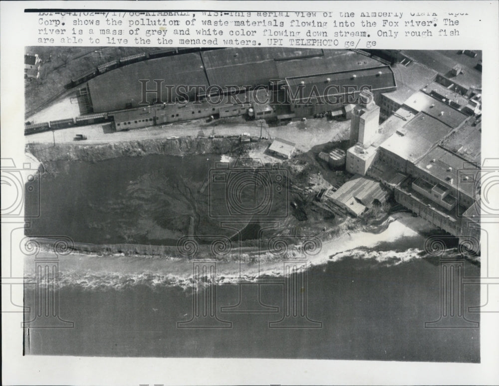 1966 Pollution flowing into the Fox river from Kimberly Clark Corp. - Historic Images