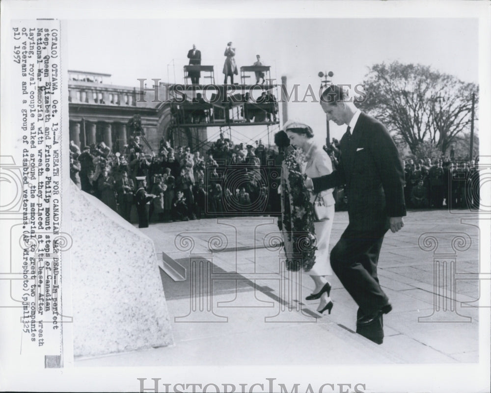 1957 Queen Elizabeth Prince Philip Canadian National war memorial - Historic Images