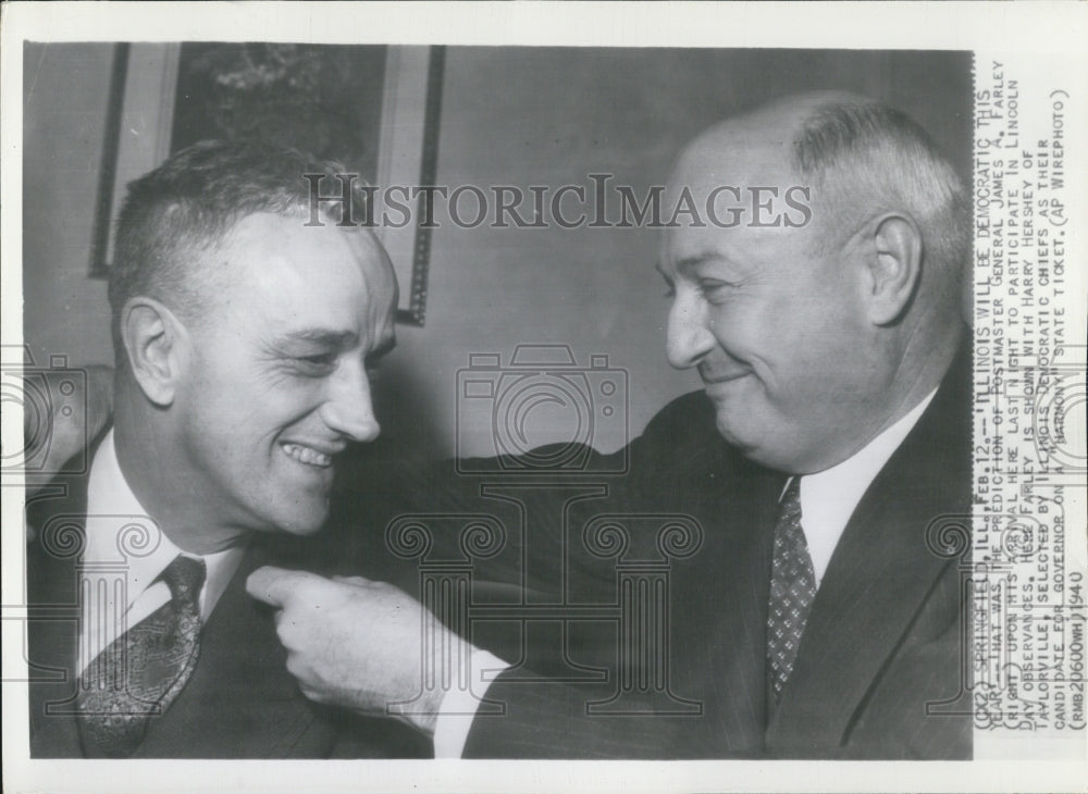 1940 James Farley Harry Hershey Democrats for Illinois - Historic Images