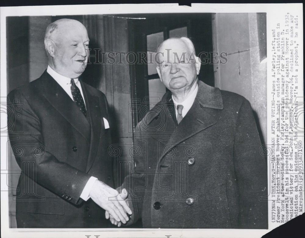 1960 James A. Farley pres. Herbert Hoover after voting - Historic Images