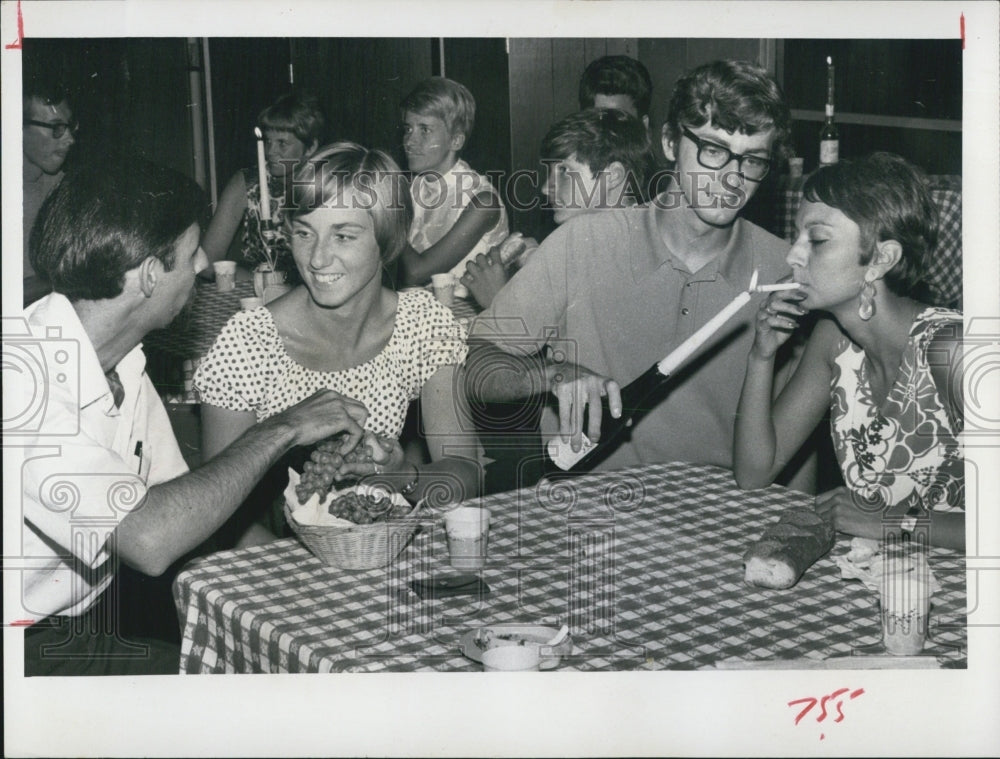 1969 French Students Giles Caron, Mary Lou Hall, Scott Brownell - Historic Images