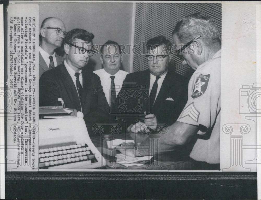 1968 4 members of school Bd arrested for excluding a citizen from - Historic Images