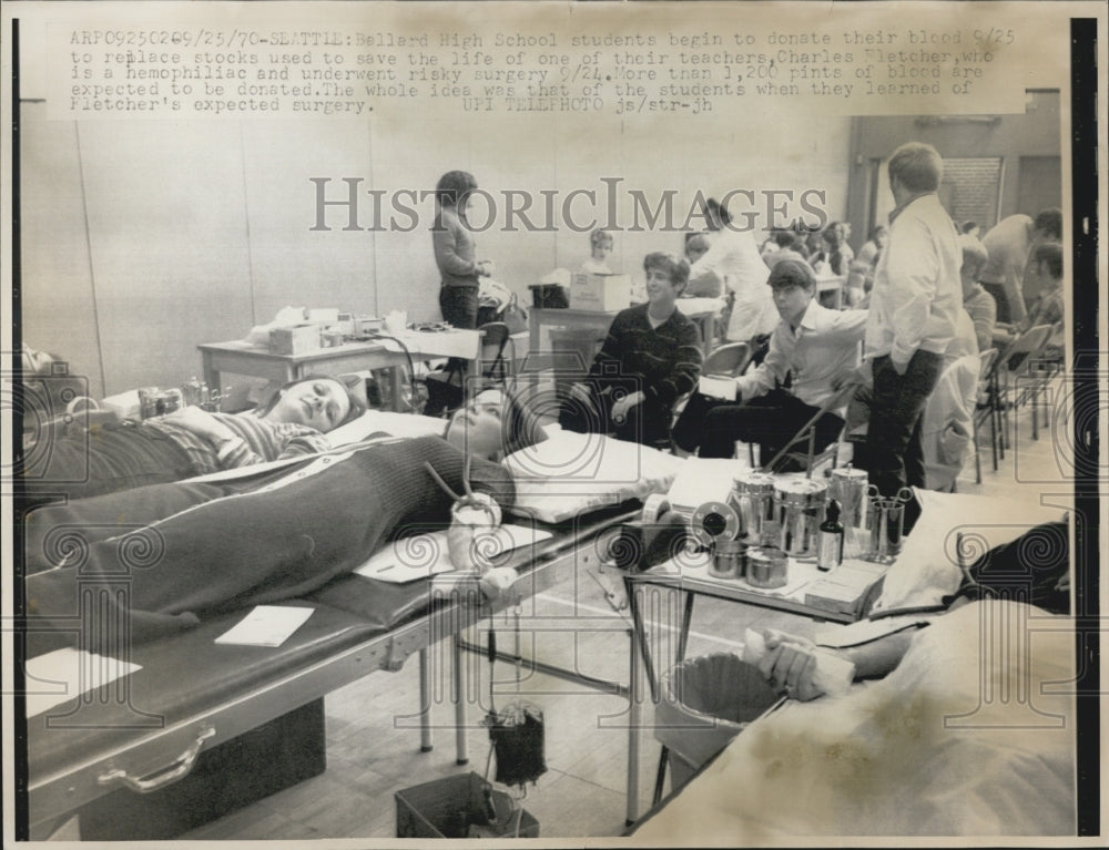 1970 Ballard High School Students donate Blood Bank - Historic Images