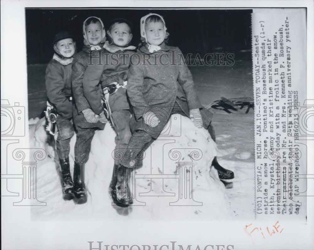 1958 Kenneth Rosebush Quadruplets Keith Krystal Kenny Kristine - Historic Images