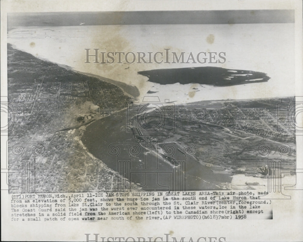 1958 Ice Jam South End of Lake Huron, American and Canadian Shore - Historic Images