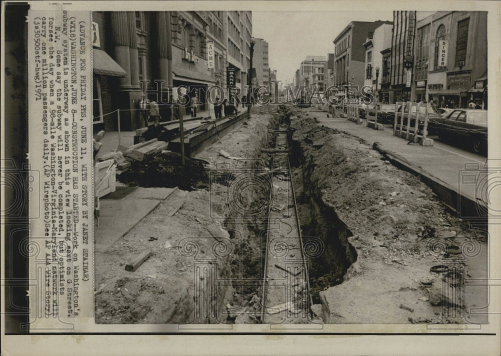 1971 Construction Begins G Street Washington's Subway System - Historic Images