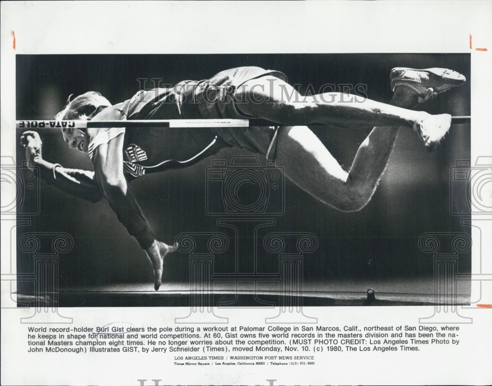 1980 Press Photo World Record Holder Burl Gist - Historic Images