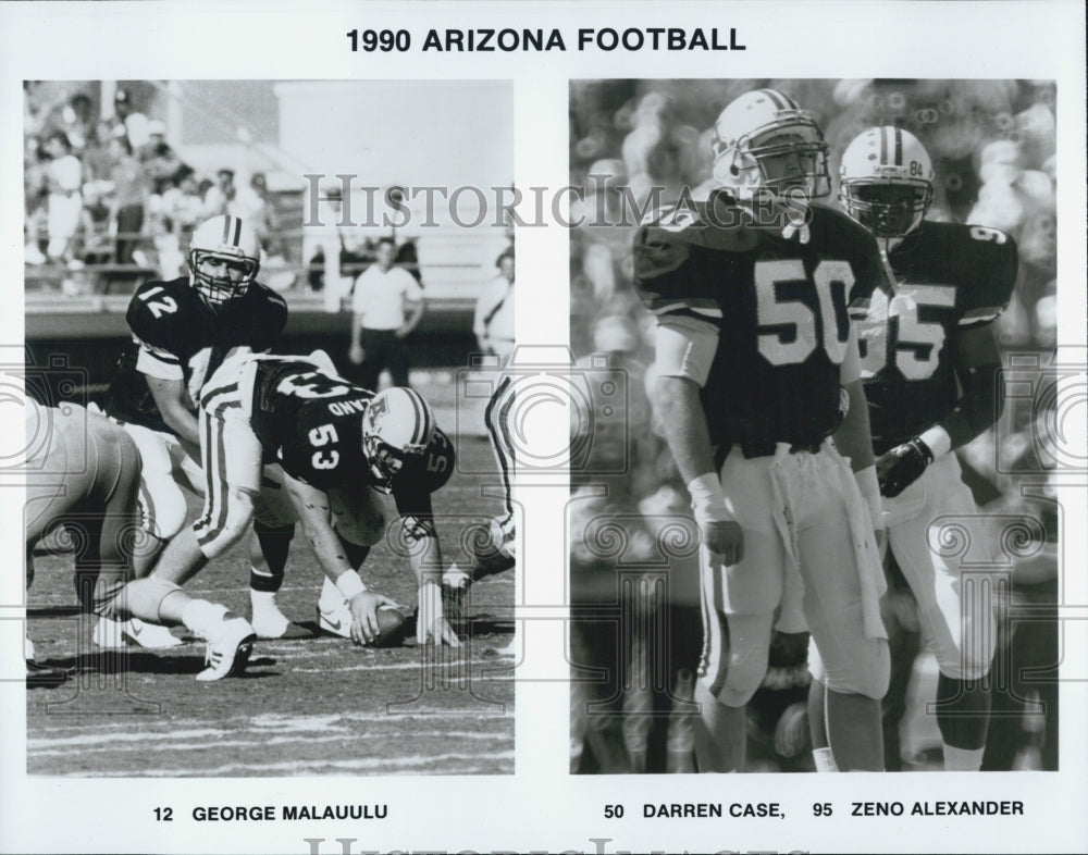 1990 Press Photo 12 George Malauulu, 50 Darren Case and 95 Zeno Alexander - Historic Images