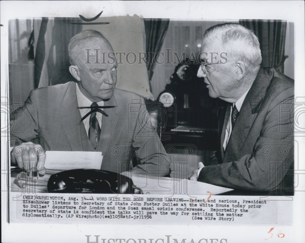 1956 Press Photo President Eisenhower &amp; Sec of State Dulles - Historic Images