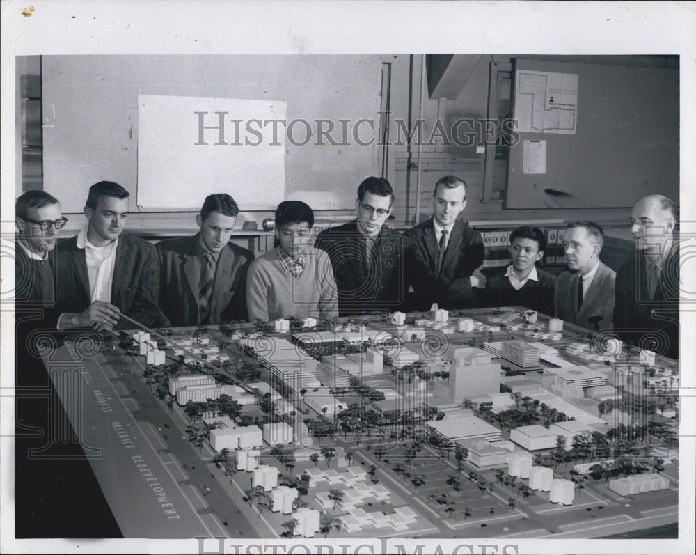 1960 Press Photo Model of Business District by Univ of Illinois Students - Historic Images