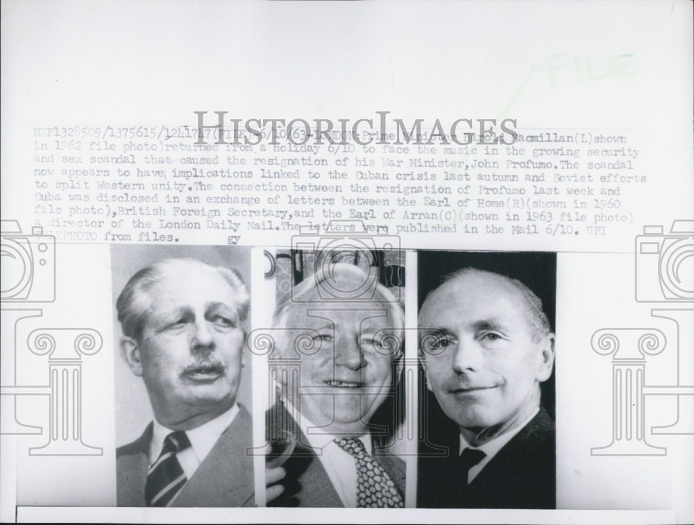 1963 Prime Minister MacMillan, War Minister Profumo - Historic Images