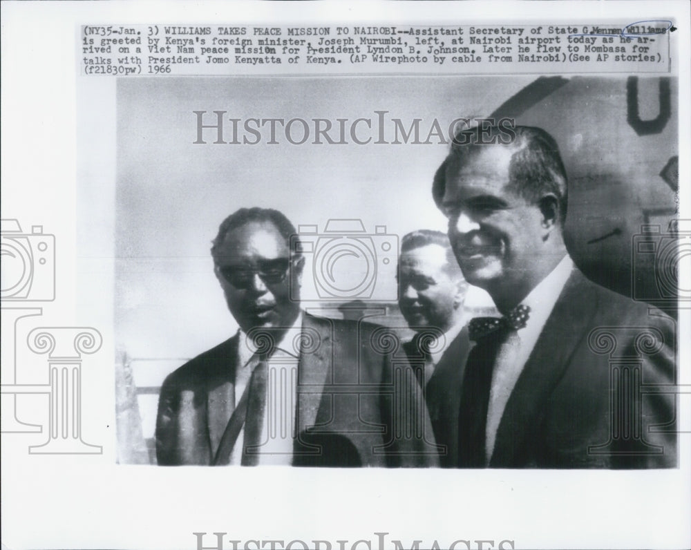 1966 Asst Sec of State Mennen Williams &amp; Kenya Minister Murumbi - Historic Images