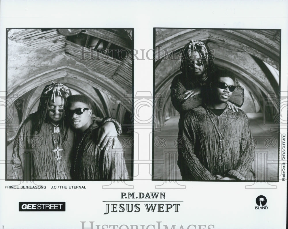 1995 Press Photo Hip Hop Group P.M. Dawn Jesus Wept Prince Be J.C. The Eternal - Historic Images