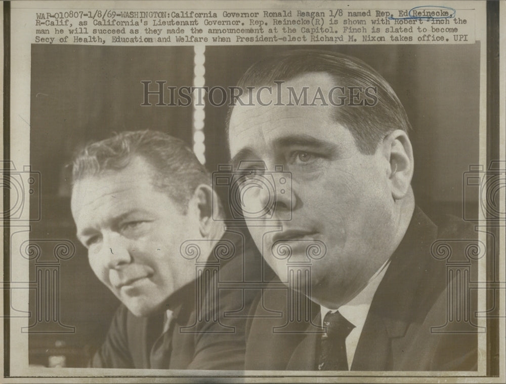 1969 California Governor Ronald Reagan &amp; Lt Gov Reinecke - Historic Images