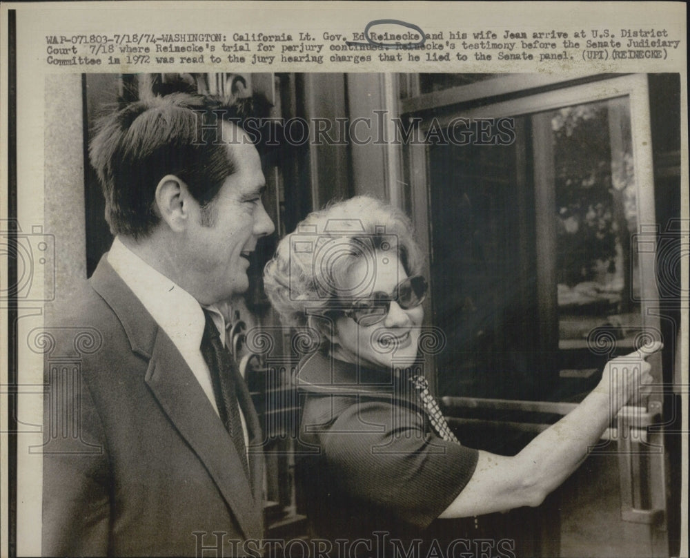 1974 Press Photo California Lt Gov &amp; Wife Reinecke in Court - Historic Images