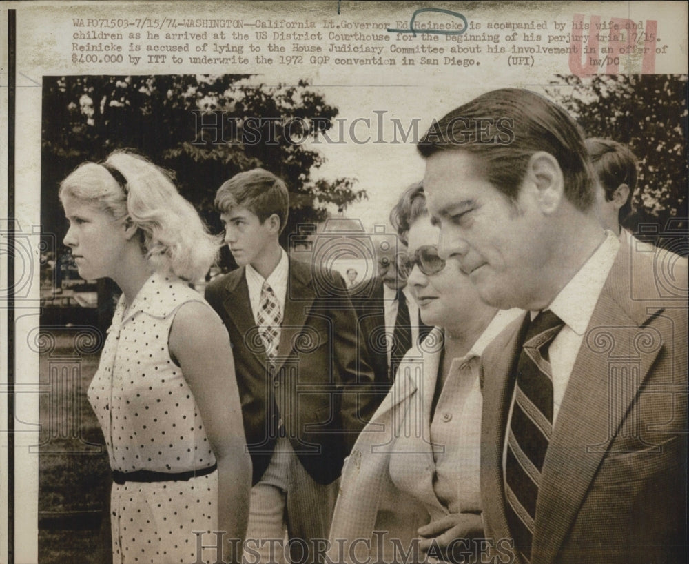 1974 California Lt. Governor Ed Reinecke is accompanied by his wife - Historic Images