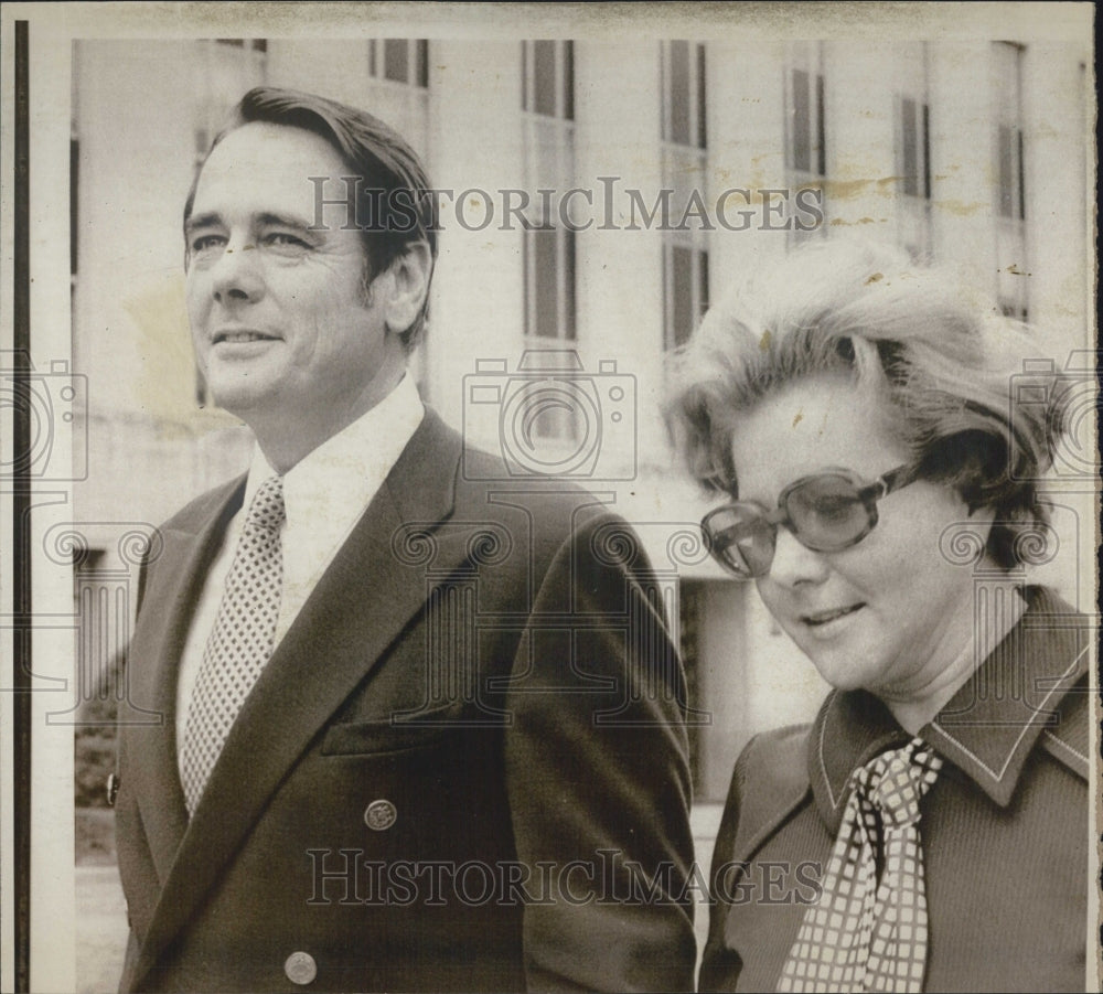 1974 California Lt. Gov. Ed Reinecke and his wife Joan leave - Historic Images