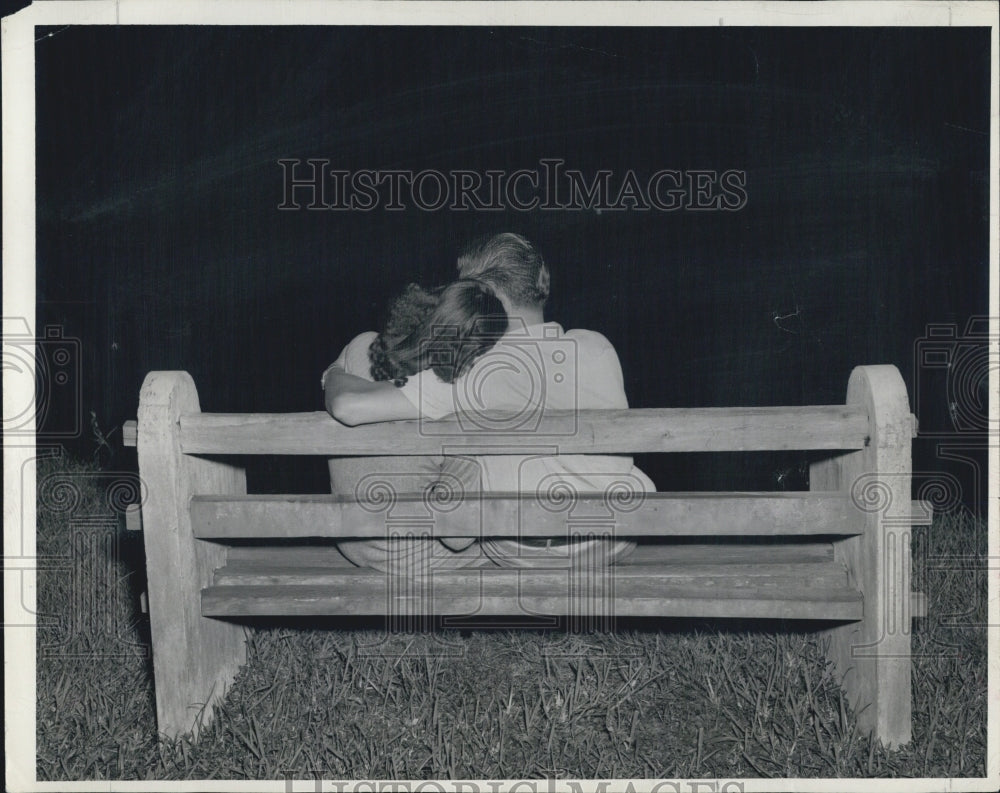1947 of Don & Pauline Butterly cuddling near Lake Morton in Florida - Historic Images