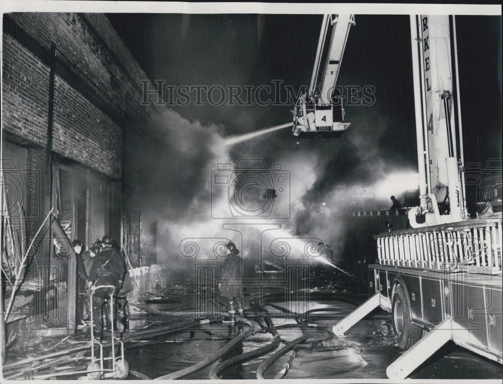 1971 Firemen Fight Fire Kract Paper Sales Incorporated - Historic Images