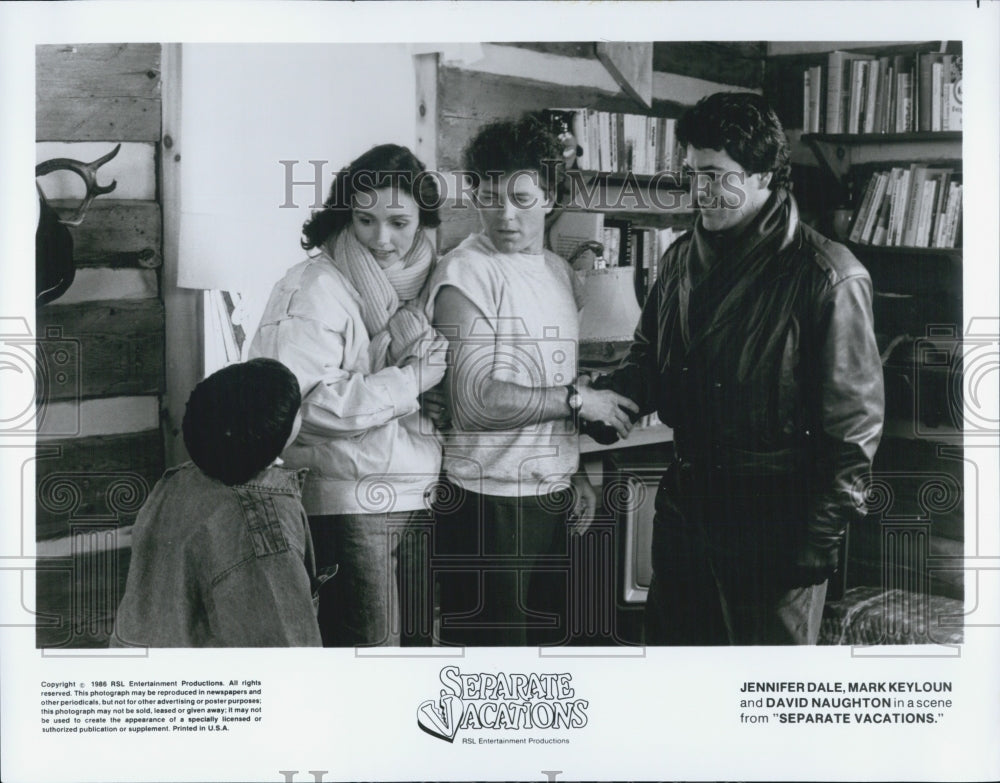 1986 Press Photo Jennifer Dale, Mark Keyloun, David Naughton in a scene from - Historic Images